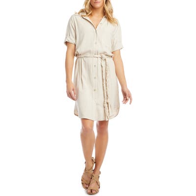 Karen Kane Braided Belt Shirtdress, Beige