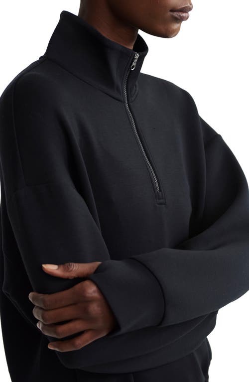 Varley Sian Cropped Half-zip Midlayer In Black In Black