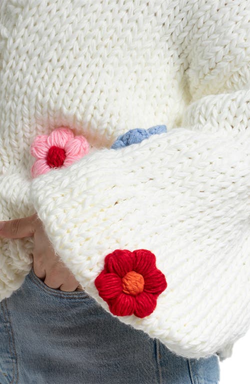 Saachi Chunky Floral Crochet Cardigan In White