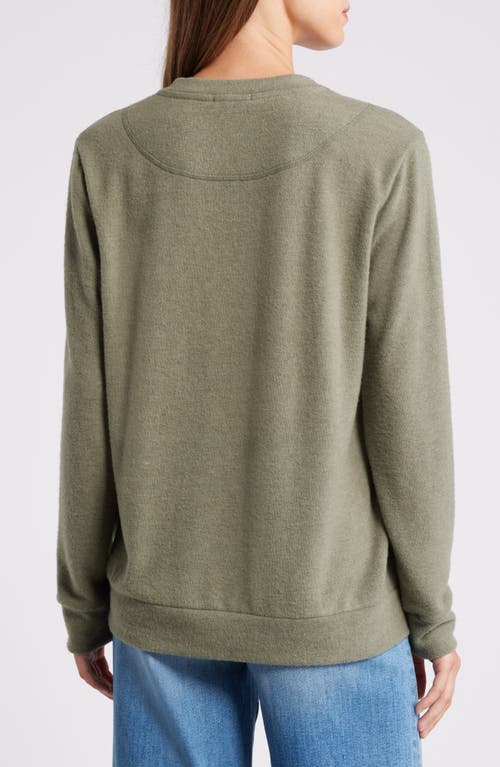 Loveappella Crewneck Brushed Jersey Top In Olive