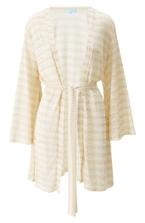 Melissa Odabash Anna Metallic Long Sleeve Cover-up In Gold/cream