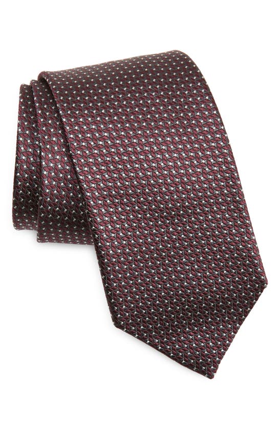 Shop Canali Geometric Silk Tie In Dark Purple