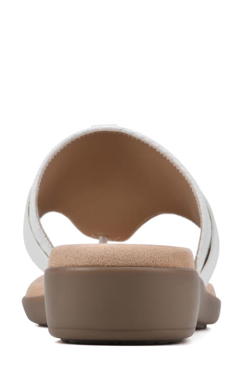 Cliffs By White Mountain Benedict Wedge Thong Sandal In White/woven
