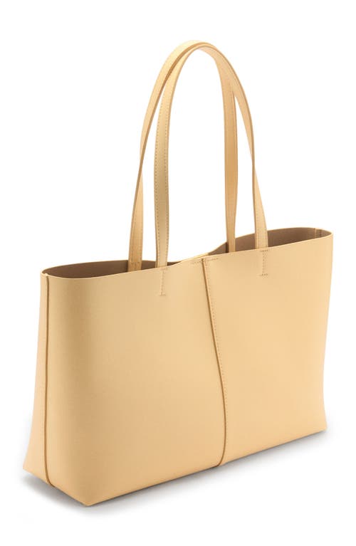 Shop Mango Faux Leather Shopper In Pastel Yellow