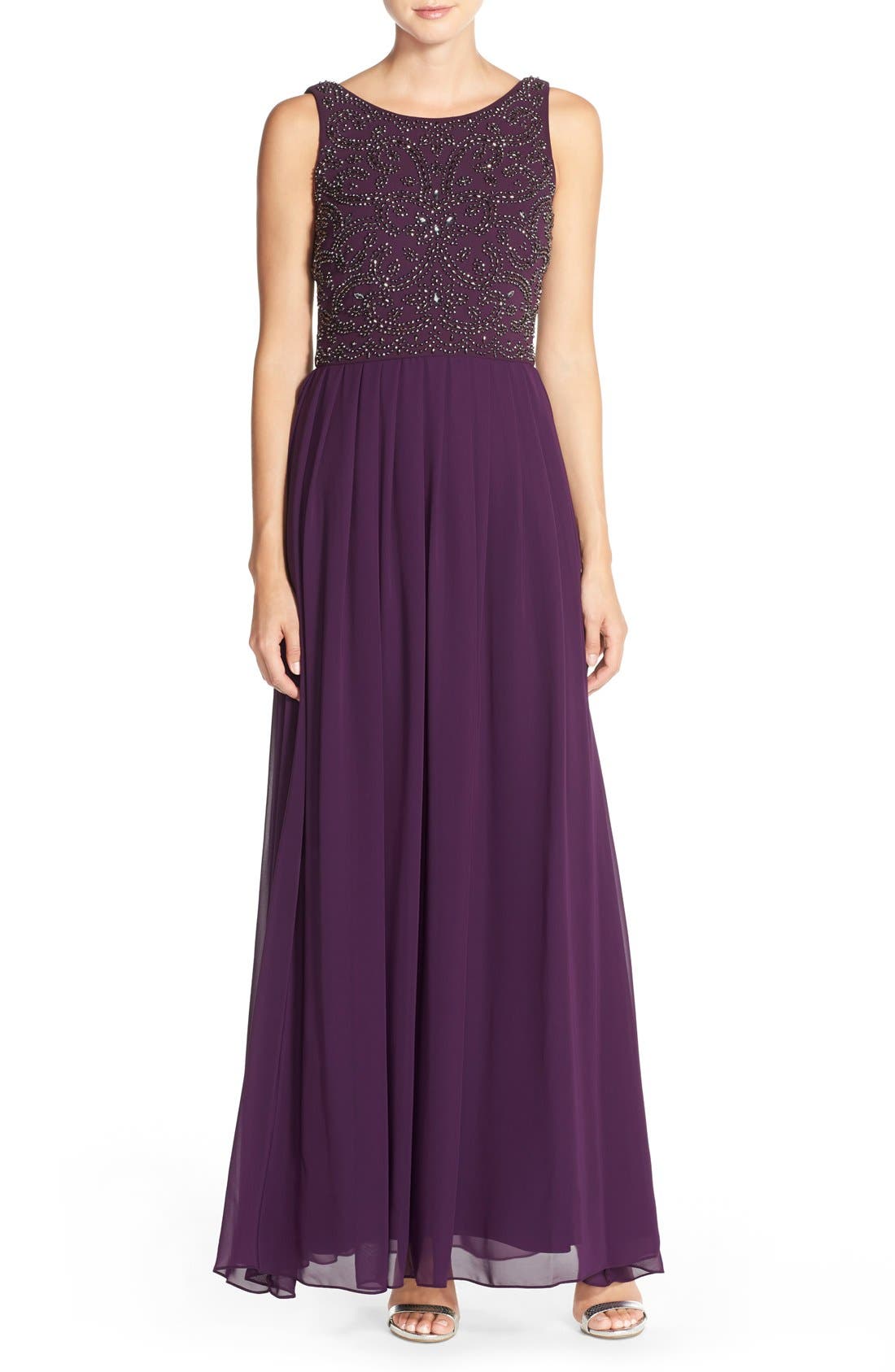 Xscape Beaded Chiffon Fit & Flare Gown | Nordstrom