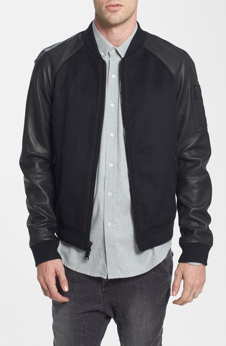 Rogue Wool Bomber Jacket with Leather Sleeves | Nordstrom