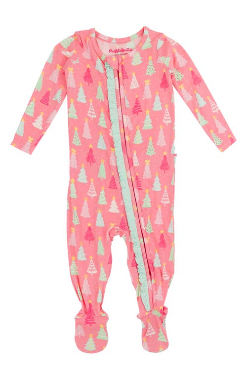 Rufflebutts Pink Pines Ruffle Convertible Zip Footie In Pink