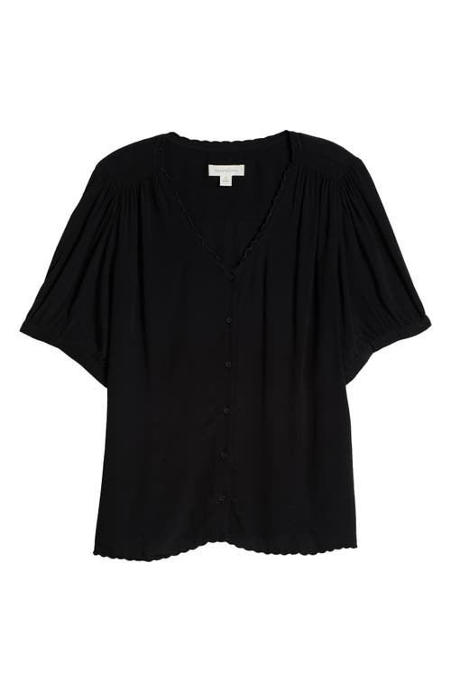 Shop Treasure & Bond Scallop Trim Button-up Top In Black