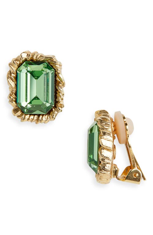 Oscar de la Renta Lintzer Crystal Button Clip-On Earrings in Peridot at Nordstrom