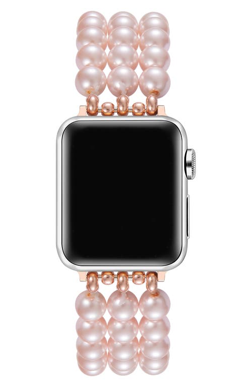 The Posh Tech Liz Imitation Pearl Apple Watch® Bracelet Watchband In Rose Gold