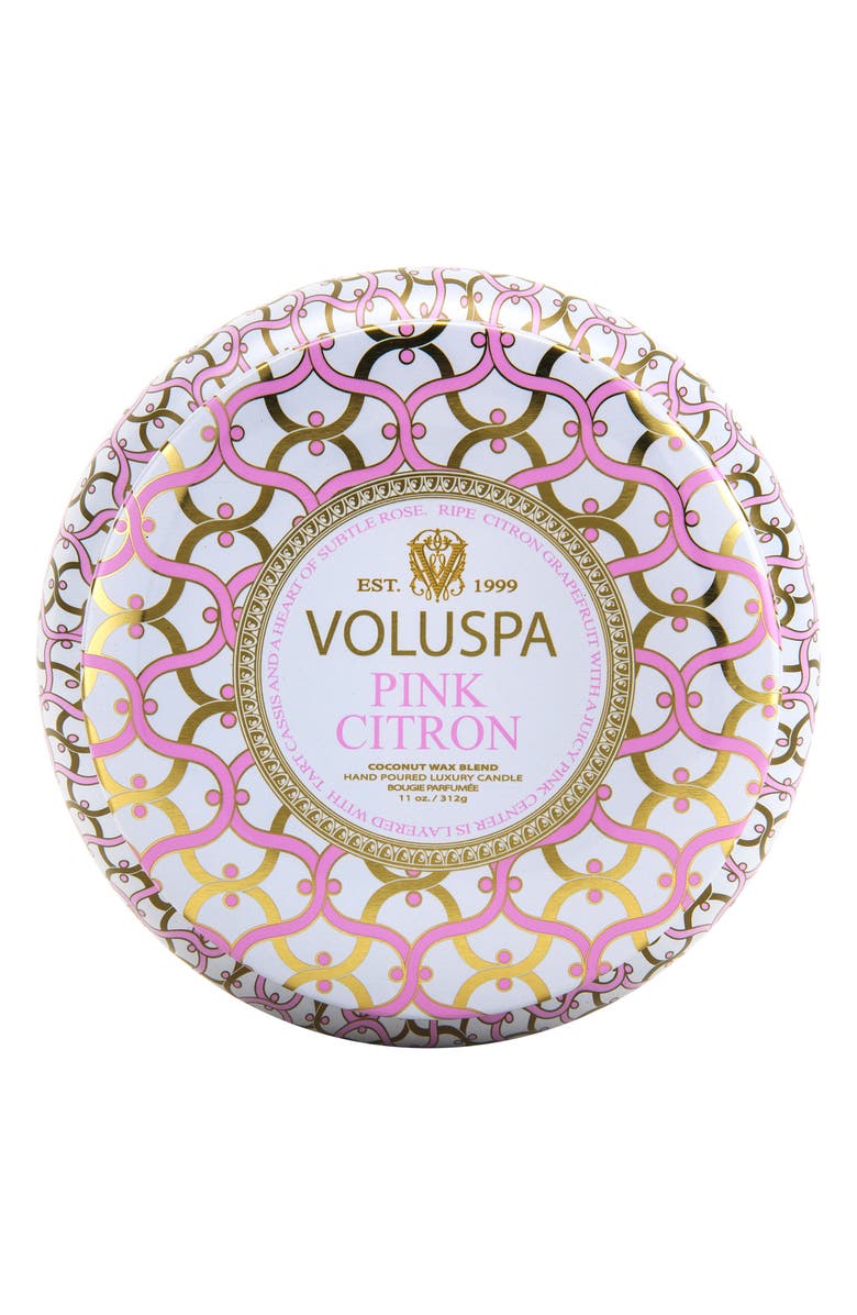 VOLUSPA Maison Blanc Pink Citron Maison Metallo 2-Wick Candle, Main, color, NO COLOR