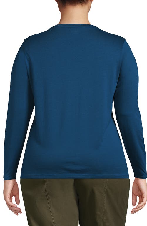 Shop Lands' End Plus Size Relaxed Supima Cotton Long Sleeve Crew Neck T-shirt In Baltic Teal