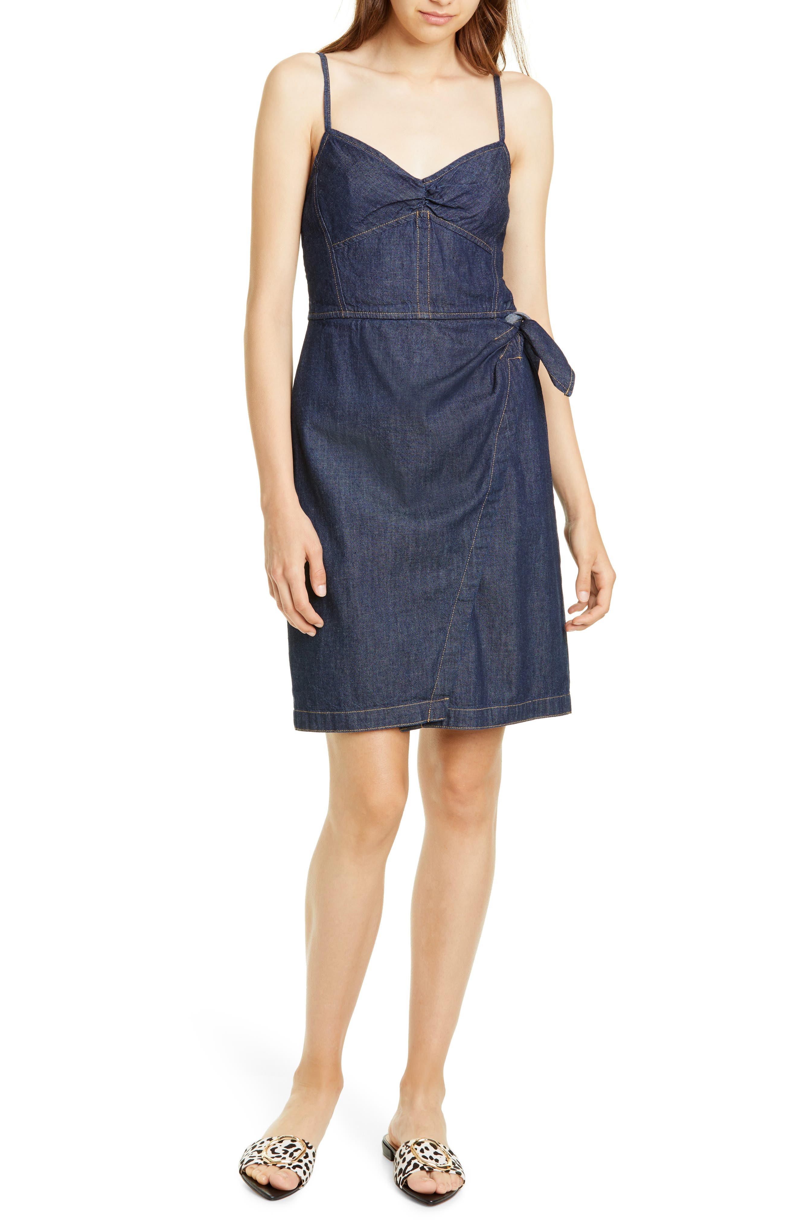 La Vie Rebecca Taylor Wrap Front Denim Minidress, Blue