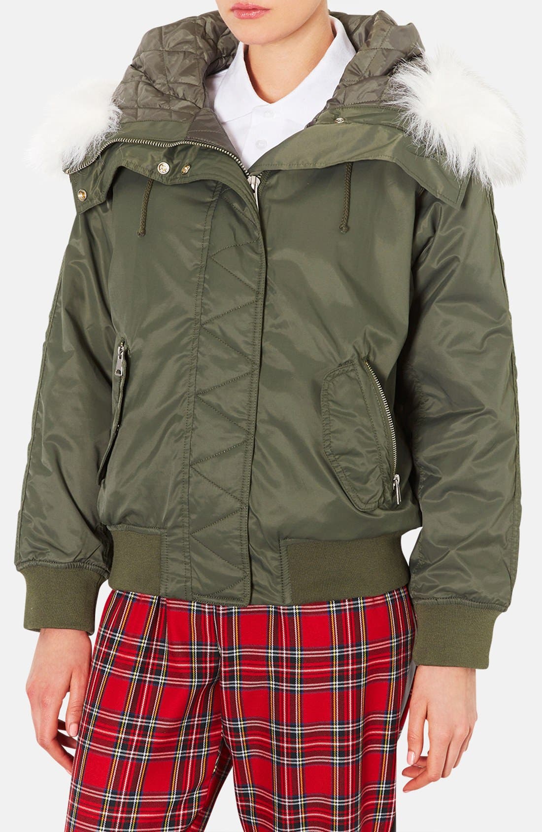 Hooded Bomber Jacket with Faux Fur Trim Nordstrom