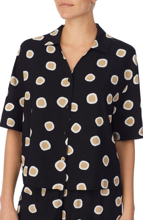 Refinery29 Short Sleeve Pajama Top in Black Tan Dot at Nordstrom, Size X-Small