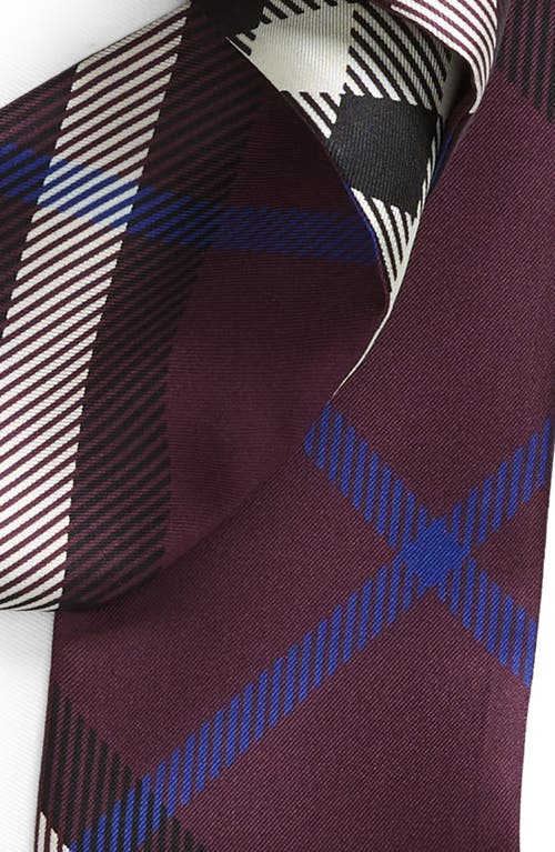 Shop Burberry Reverse Check Silk Scarf In Pansy