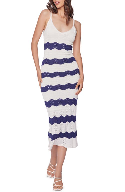 Kairi Knit Midi Dress in Cream/navy