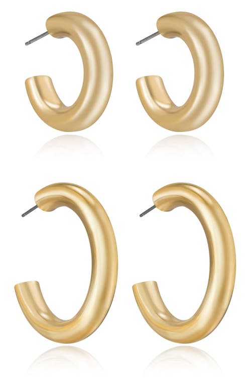 Shop Ettika Set Of 2 Hoop Earrings In Gold