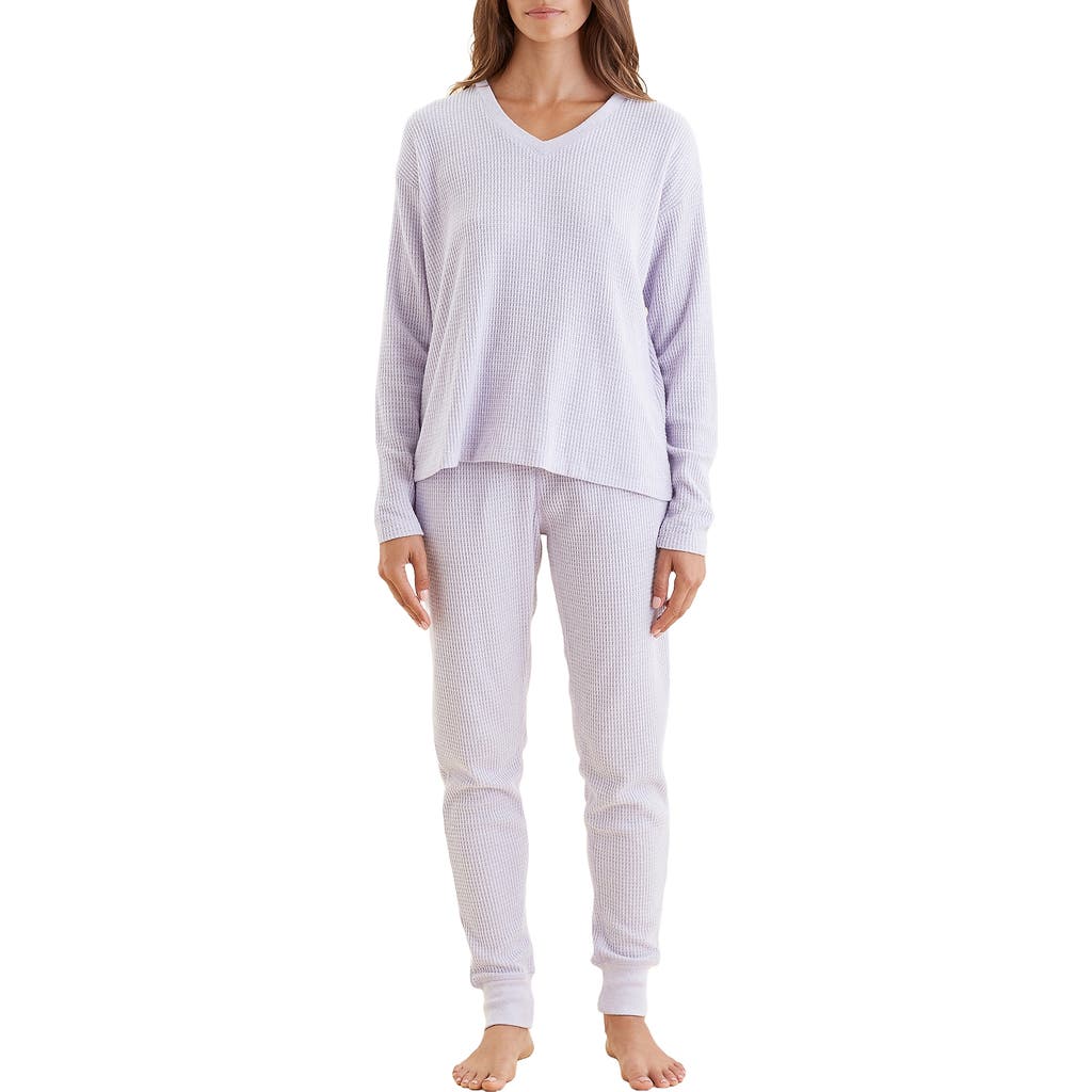 Papinelle Waffle Knit Pajamas In Misty Lilac Marle