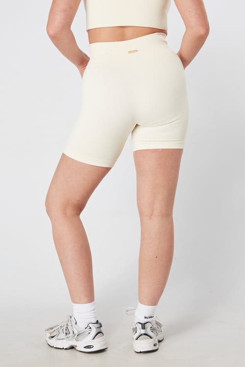 Twill Active Recycled Seamless Rib High Waist Bike Shorts In Cream