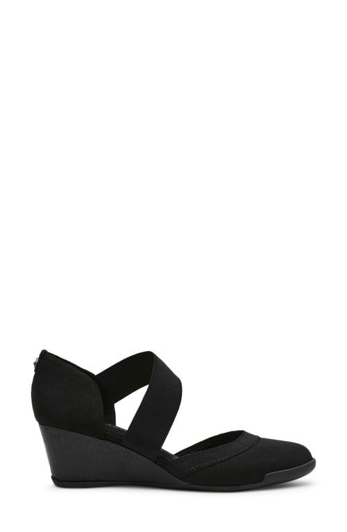 Anne Klein Tiffy Wedge Heel Pump In Black Stretch