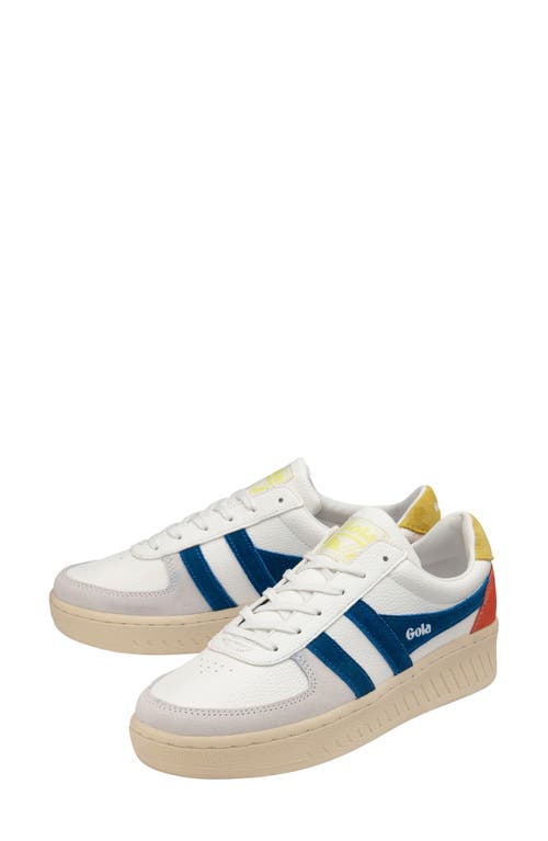 Shop Gola Classics Grandslam Trident Sneaker In White/marine Blue/limelight