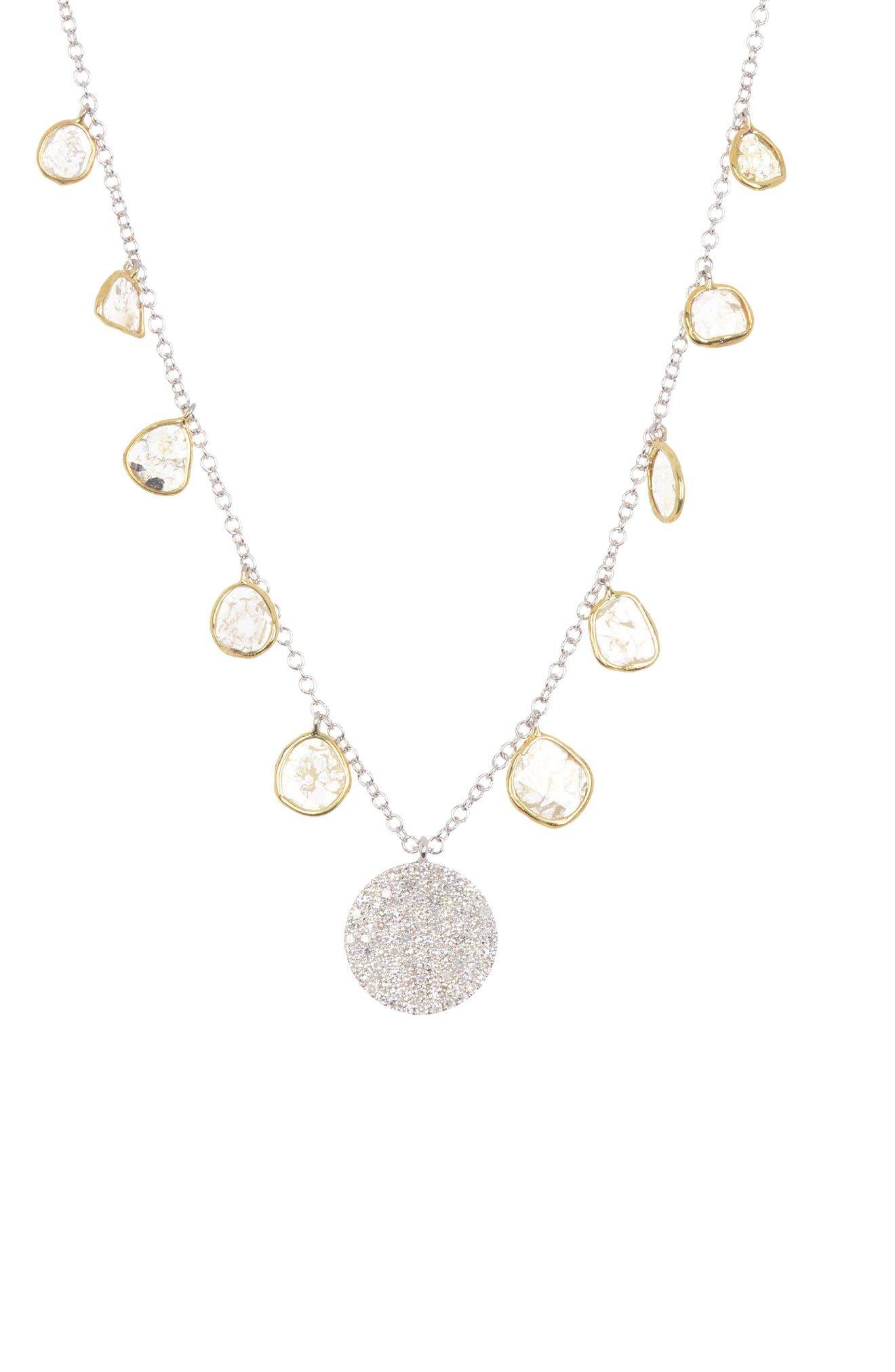 Meira T 14k Gold Sliced Diamond Dangle Necklace In White