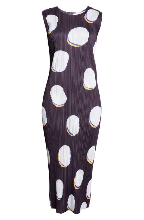 Shop Issey Miyake Pleats Please  Bean Dots Pleated Midi Dress In Black/white Multi