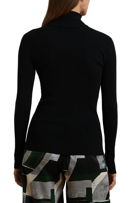 Ralph Lauren Lauren Amanda Rib Turtleneck Sweater In Polo Black