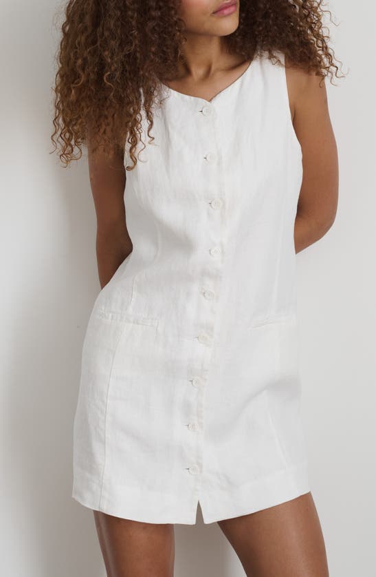 Shop Alex Mill Anna Sleeveless Button Front Linen Minidress In Off White