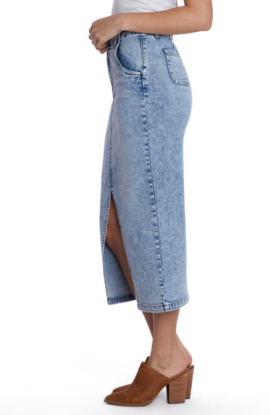 Shop Wash Lab Denim Daily Slit Denim Midi Skirt In Blue Agate