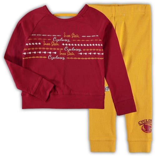 Girls Toddler Colosseum Cardinal/Gold Iowa State Cyclones Crystal Ball Long Sleeve T-Shirt and Leggings Set