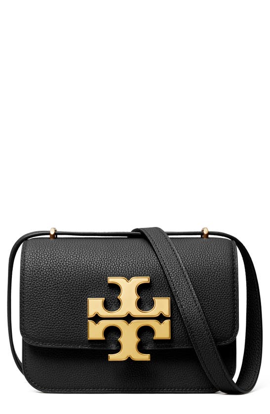 Tory Burch Small Eleanor Pebbled Leather Convertible Shoulder Bag In Black