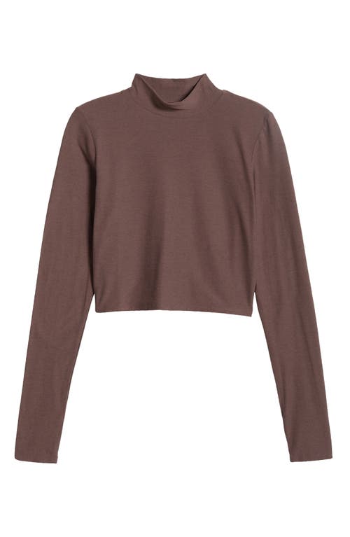 Beyond Yoga Moving On Featherweight Mock Neck Crop Top In Truffle Heather