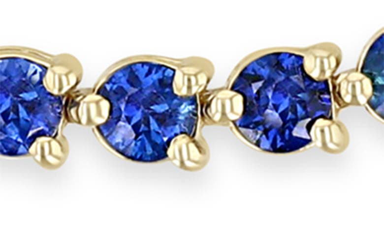 Shop Zoë Chicco Blue Sapphire Tennis Bracelet In Yellow Gold