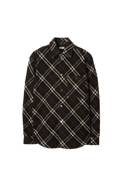 Shop Burberry Check Wool Shirt In Snug