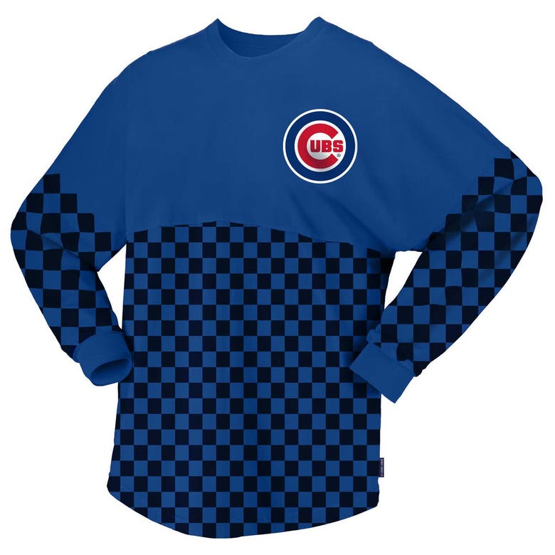 Shop Fanatics Branded Royal Chicago Cubs Checker Print Long Sleeve T-shirt
