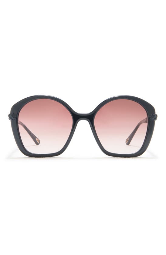 Chloé 55mm Gradient Square Sunglasses In Blue Blue Brown