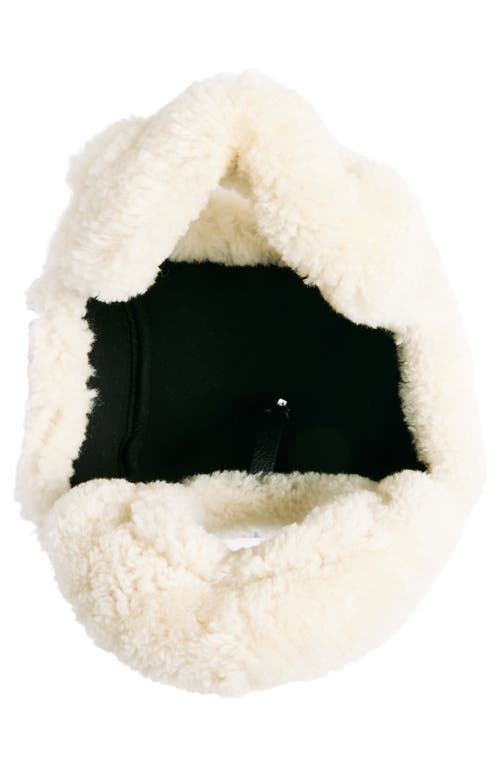 Shop Coperni Mini Swipe Leather & Genuine Shearling Top Handle Bucket Bag In Black/white Blkwht