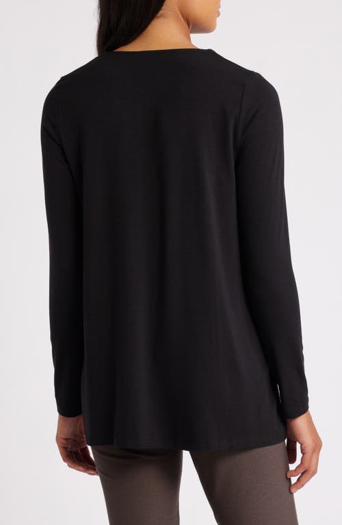 Shop Eileen Fisher Long Sleeve V-neck Tunic Top In Black