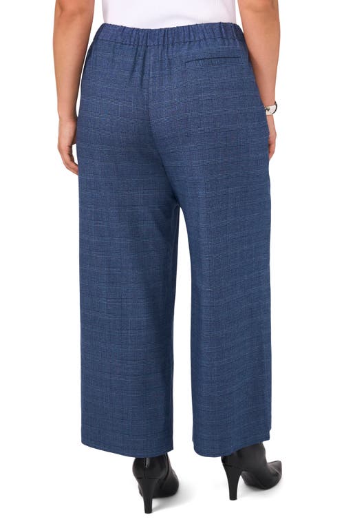 Shop Vince Camuto Plaid Wide Leg Pants In Classic Navy