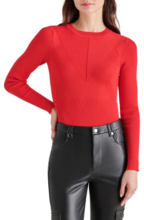 Xandra Rib Long Sleeve Bodysuit in Red