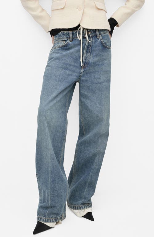 Shop Mango Odette Wide Leg Jeans In Medium Blue