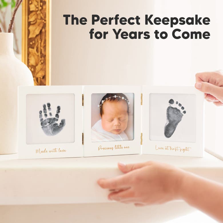 Shop Keababies Fond Clean Touch Inkless Hand And Footprint Frame In White/gold