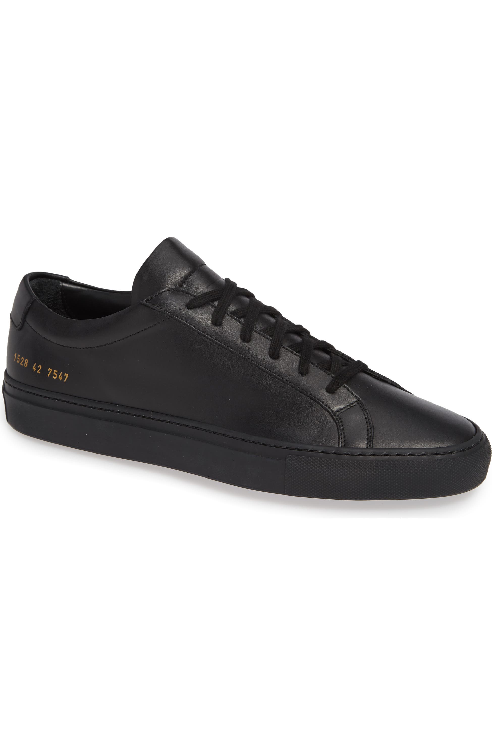 Plain black leather low Achilles sneaker