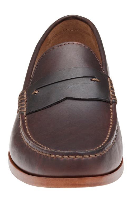 Shop Johnston & Murphy Baldwin Penny Loafer In Dark Brown English Full Grain