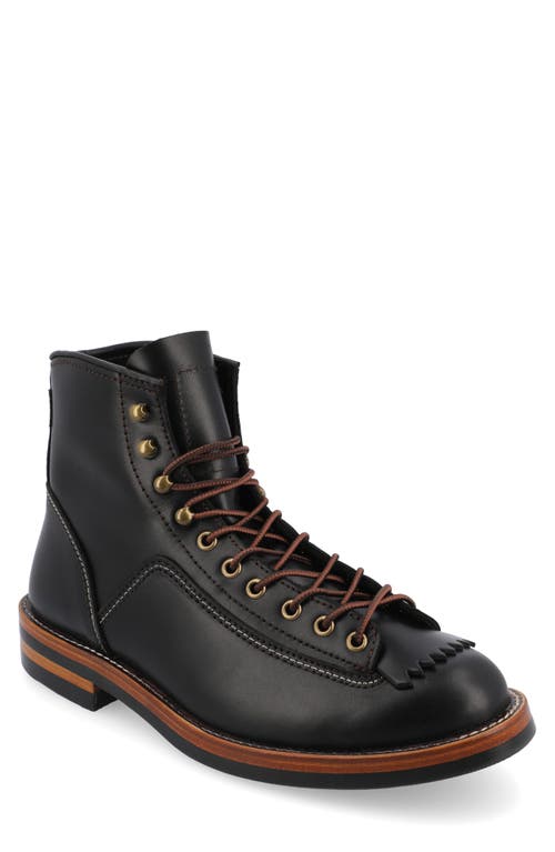 Leather Lug Sole Boot in Black