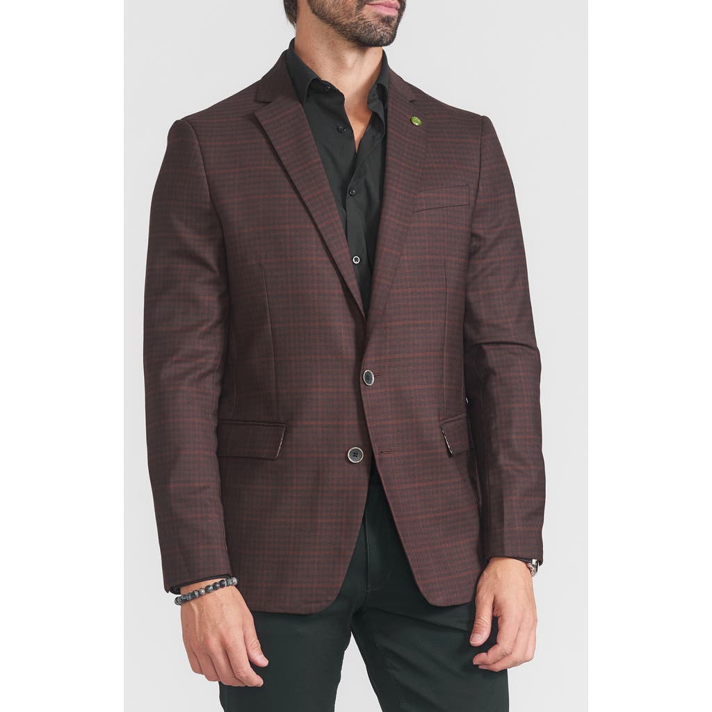 Cricketeer Plaid Print Wool Blend Sport Coat In Brown