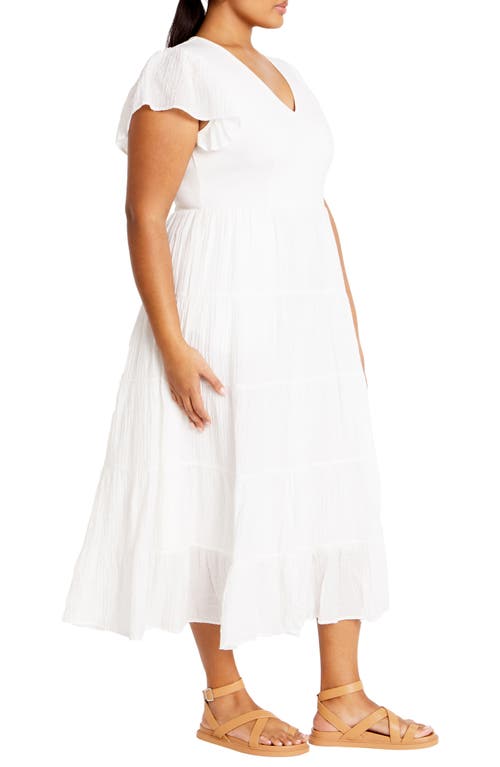 Shop City Chic Marli Mixed Media Midi Dress In Ivory