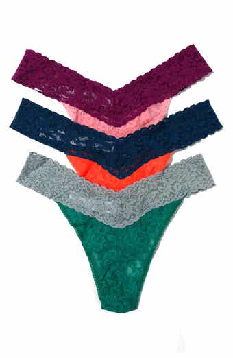 Hanky Panky Original Rise Stretch Lace Thong Panties - Pack of 3